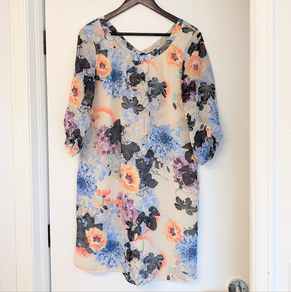 Mexx Blue and Orange Long Sleeve Dress